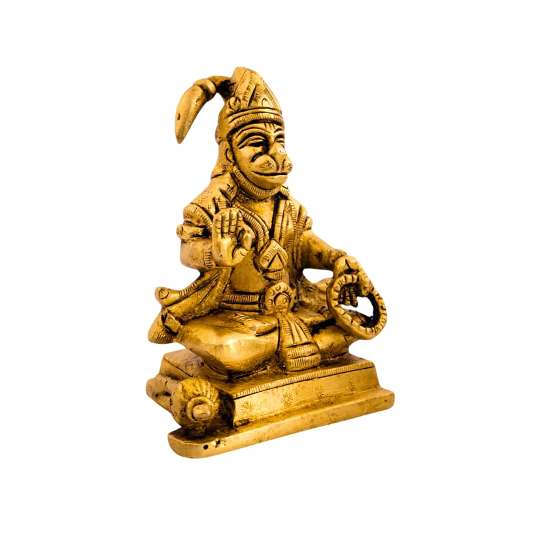 Dhatu Tattva 100% Pure Brass Hanuman Ji Idol (7x5x9 cm) | Bajrangbali Murti for Home Temple & Puja | Hanuman Statue for Office & Vastu | Divine Hindu God Idol for Spiritual Décor & Gifting