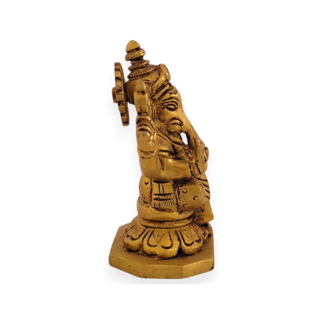 Dhatu Tattva 100% Pure Brass Ganesh Ji Idol 8 cm | Lord Ganesha Murti for Home & Office | Ganpati Bappa Statue for Mandir & Puja | Ganesh Idol for Gift & Home Décor