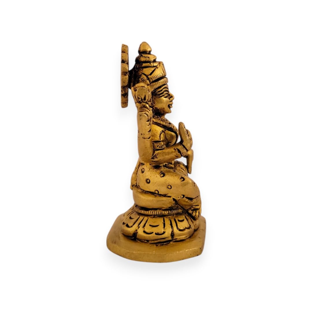 Dhatu Tattva 100% Pure Brass Laxmi Maa Idol – Handcrafted Goddess Laxmi Murti for Home Temple, Wealth & Prosperity – Vastu & Puja Decor (5cm x 4cm x 8cm)