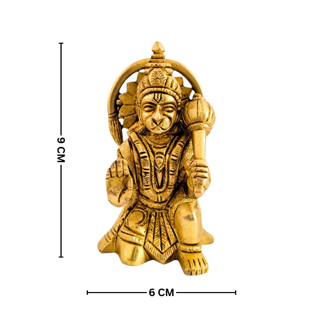 Dhatu Tattva 100% Pure Brass Hanuman Ji Idol (6x4.5x9 cm, 490g) | Bajrangbali Murti for Home Temple & Puja | Hanuman Statue for Office & Vastu | Divine Hindu God Idol for Spiritual Décor & Gifting