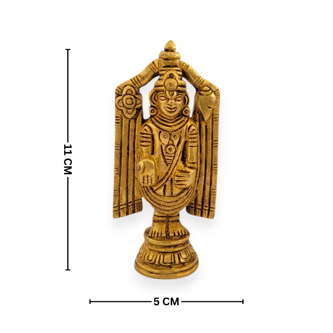 Dhatu Tattva Balaji 100% Pure Brass Murti Idol | Balaji Statue for Home & Temple | Lord Balaji Murti for Puja, Office Desk & Gift | Handcrafted Brass God Idol for Vastu & Mandir