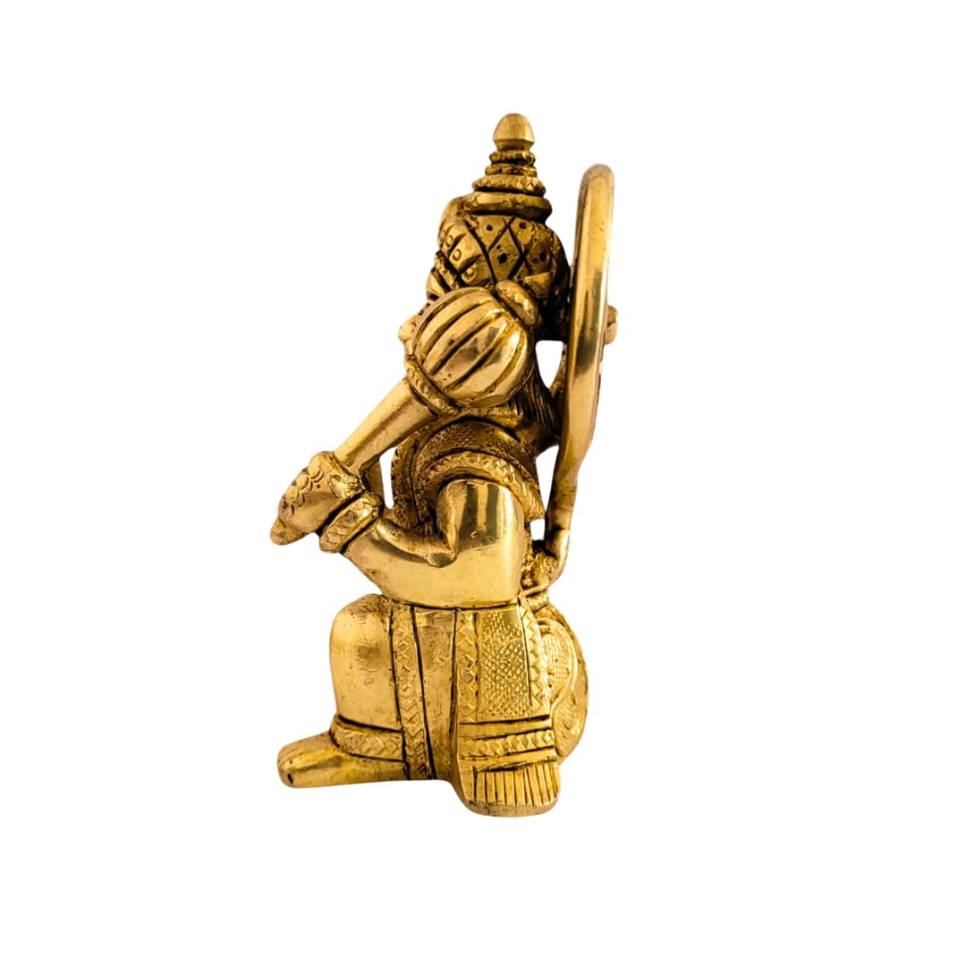 Dhatu Tattva 100% Pure Brass Hanuman Ji Idol (6x4.5x9 cm, 490g) | Bajrangbali Murti for Home Temple & Puja | Hanuman Statue for Office & Vastu | Divine Hindu God Idol for Spiritual Décor & Gifting