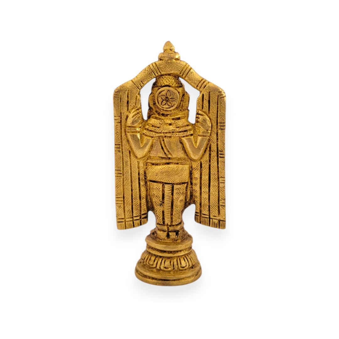 Dhatu Tattva Balaji 100% Pure Brass Murti Idol | Balaji Statue for Home & Temple | Lord Balaji Murti for Puja, Office Desk & Gift | Handcrafted Brass God Idol for Vastu & Mandir