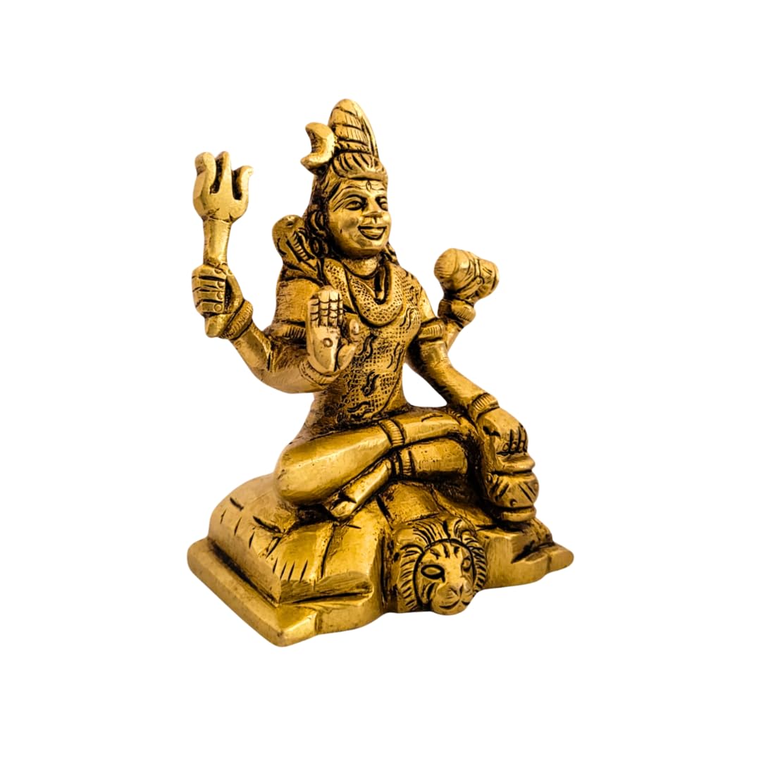 Dhatu Tattva 100% Pure Brass Meditating Shiv Ji Idol (Size: 7 x 5.5 x 9.5 cm) | Mahadev Murti for Home Temple & Puja Room | Shiva Statue for Meditation, Office & Gifting