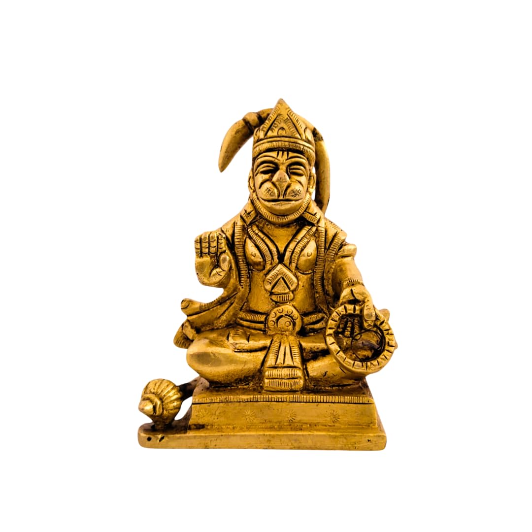 Dhatu Tattva 100% Pure Brass Hanuman Ji Idol (7x5x9 cm) | Bajrangbali Murti for Home Temple & Puja | Hanuman Statue for Office & Vastu | Divine Hindu God Idol for Spiritual Décor & Gifting