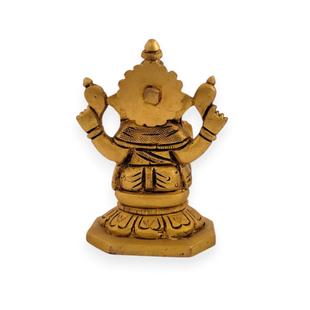 Dhatu Tattva 100% Pure Brass Ganesh Ji Idol 8 cm | Lord Ganesha Murti for Home & Office | Ganpati Bappa Statue for Mandir & Puja | Ganesh Idol for Gift & Home Décor