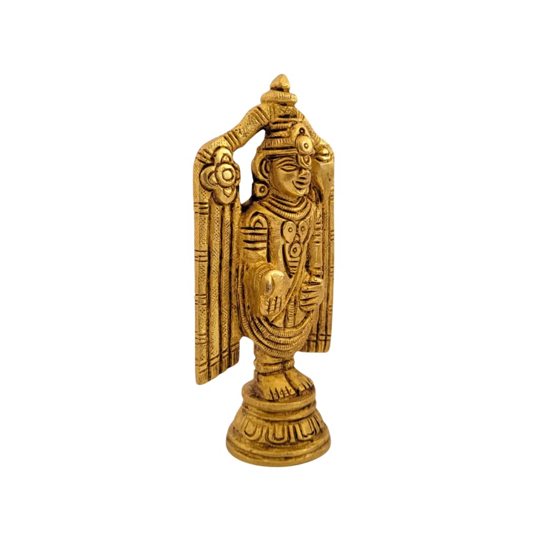 Dhatu Tattva Balaji 100% Pure Brass Murti Idol | Balaji Statue for Home & Temple | Lord Balaji Murti for Puja, Office Desk & Gift | Handcrafted Brass God Idol for Vastu & Mandir