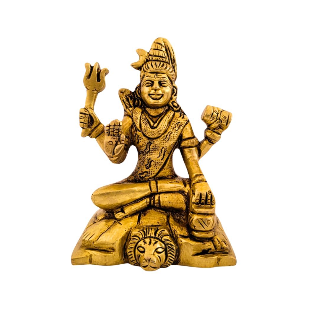 Dhatu Tattva 100% Pure Brass Meditating Shiv Ji Idol (Size: 7 x 5.5 x 9.5 cm) | Mahadev Murti for Home Temple & Puja Room | Shiva Statue for Meditation, Office & Gifting