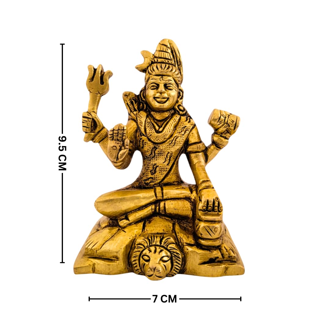 Dhatu Tattva 100% Pure Brass Meditating Shiv Ji Idol (Size: 7 x 5.5 x 9.5 cm) | Mahadev Murti for Home Temple & Puja Room | Shiva Statue for Meditation, Office & Gifting