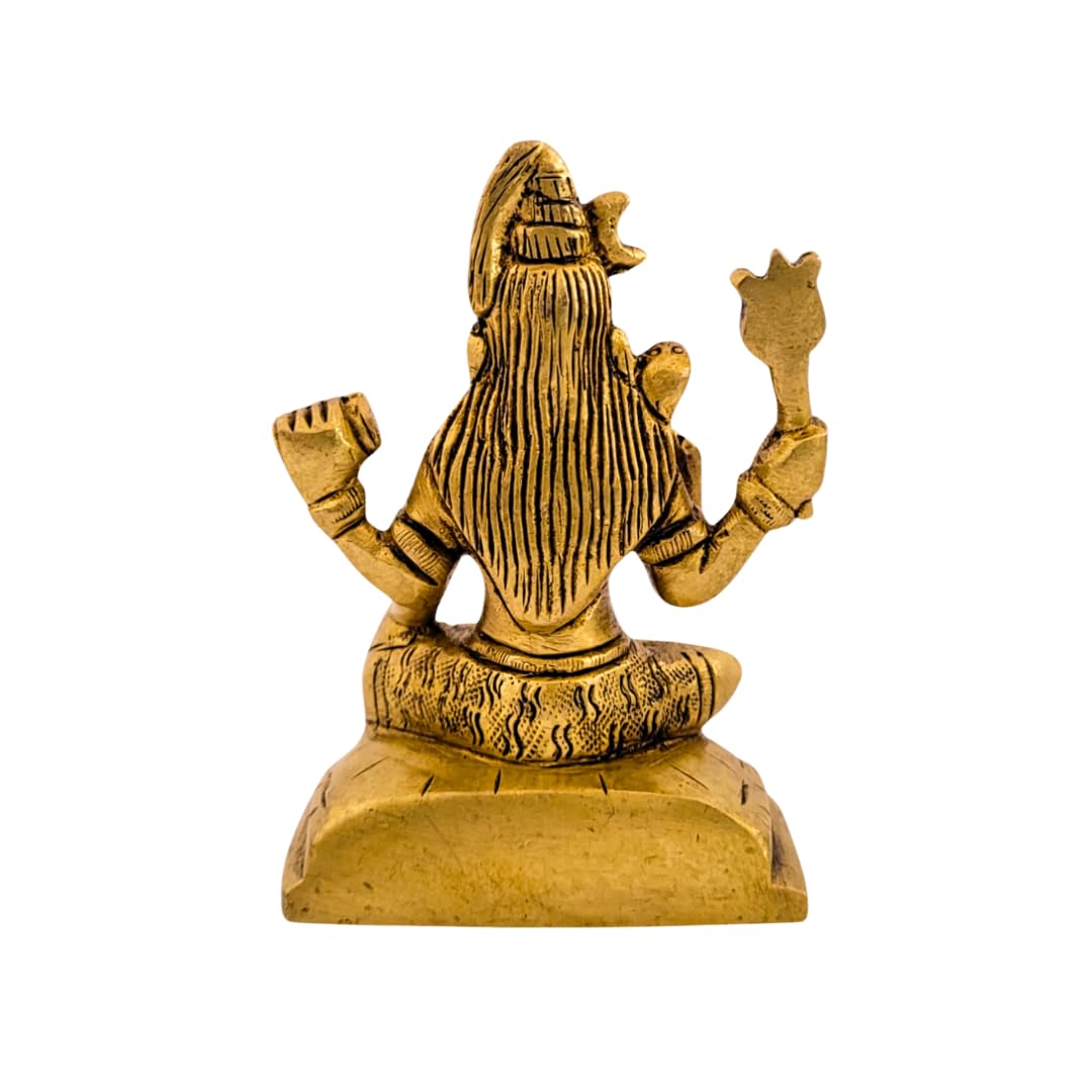 Dhatu Tattva 100% Pure Brass Meditating Shiv Ji Idol (Size: 7 x 5.5 x 9.5 cm) | Mahadev Murti for Home Temple & Puja Room | Shiva Statue for Meditation, Office & Gifting