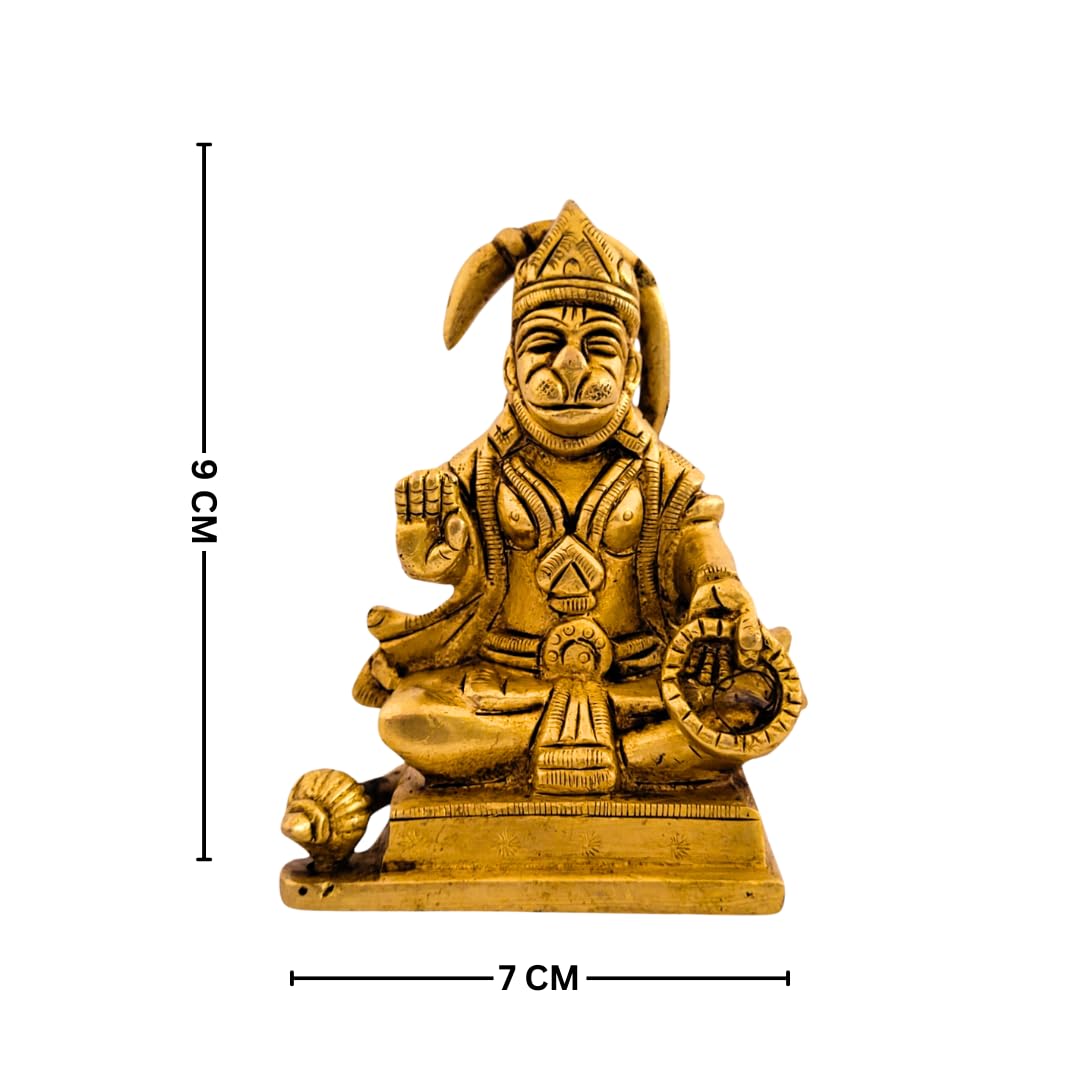 Dhatu Tattva 100% Pure Brass Hanuman Ji Idol (7x5x9 cm) | Bajrangbali Murti for Home Temple & Puja | Hanuman Statue for Office & Vastu | Divine Hindu God Idol for Spiritual Décor & Gifting