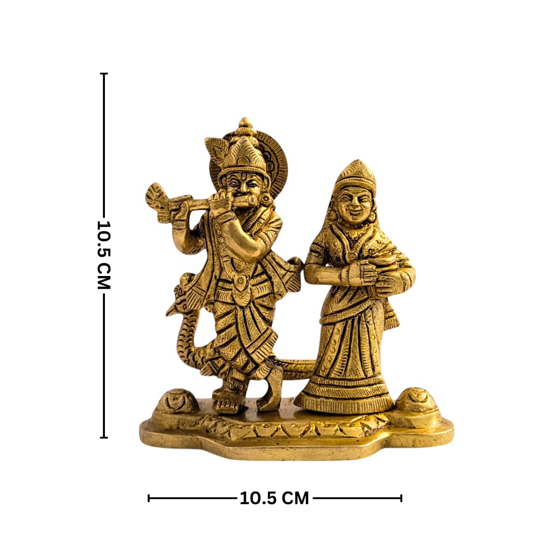 Dhatu Tattva 100% Pure Brass Radha Krishna Idol | Divine Brass Murti for Home Temple & Puja | Radha Krishna Statue for Office & Spiritual Decor | Hindu God Idol for Gifting & Vastu