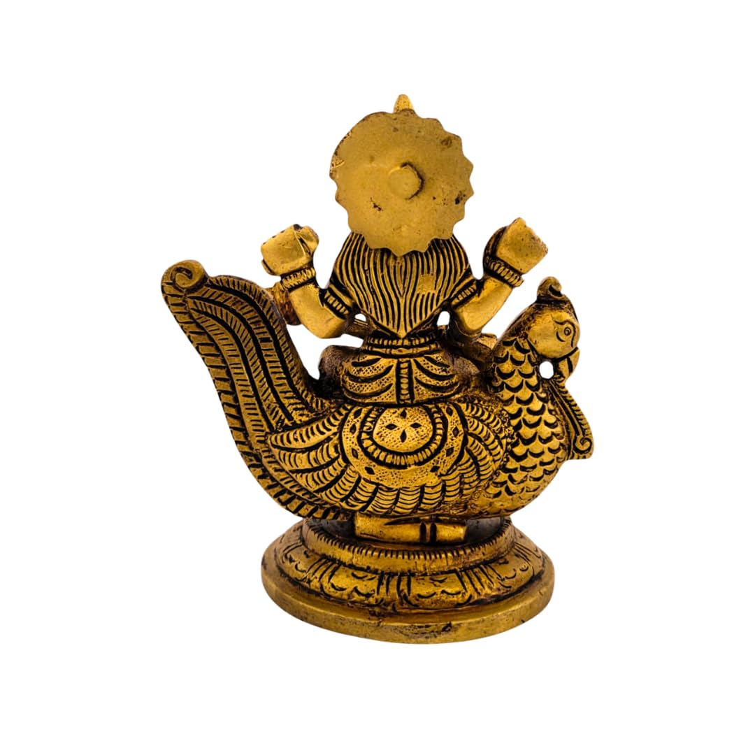 Dhatu Tattva 100% Pure Brass Saraswati Maa Idol – Handcrafted Goddess Saraswati Murti for Home Temple, Study Room & Office Desk – Vastu & Puja Decor (9cm x 7cm x 11cm)